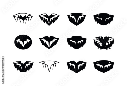 Pit. Icon set. Set Logo of Pit: underworld pit symbol. harmonious logo variations of the same emblematic concept, each with different
