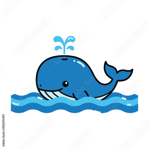 Cartoon Whale Spouting Water