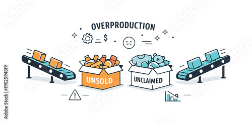 Overproduction visualization. Conveyor belts p