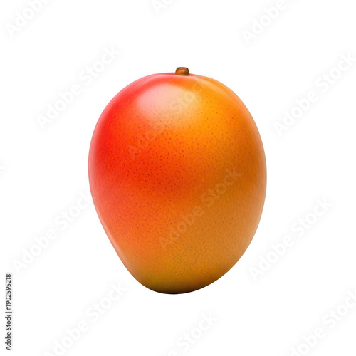 Ripe Tropical Mango with Gradient Skin, Sweet and Exotic Fruit Isolated on a Clean White Background, Perfect for Healthy Desserts