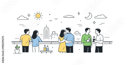 Spring rooftop leisure gatherings