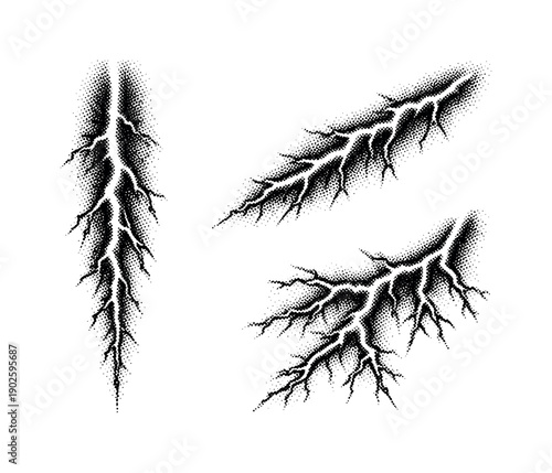 Lightning strike fragment. A natural lightning strike fragment is displayed in three views: vertical downward view, diagonal side view, and