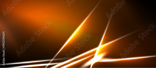 Abstract orange lines intersect dark background. Bright glow emanates from central point, creating dynamic visual effect.