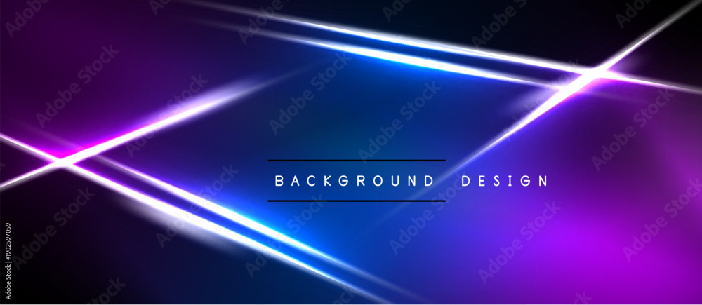 Fototapeta premium Dark background features vibrant neon lines, creating abstract light effects. Modern design elements suggest futuristic visuals.