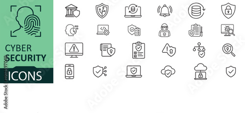 Cyber security icons set protecting digital world