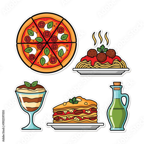 Italian Food Dishes Pizza Pasta Lasagna.