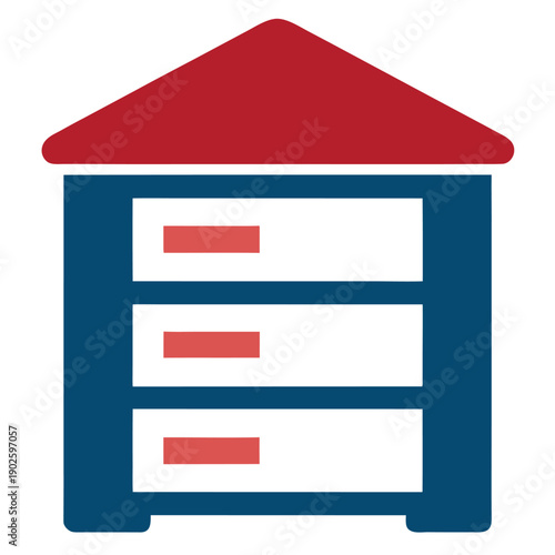 Vector illustration set of red and yellow metal mailboxes featuring postal icons and letterbox symbols for house or business communication