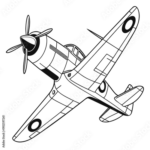Foto Black and white of a vintage fighter plane airplane