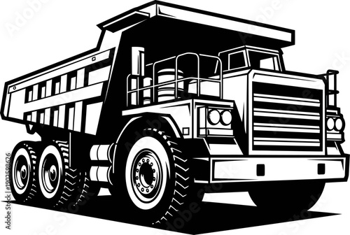 Large haul truck vector art for mining construction heavy machinery operations