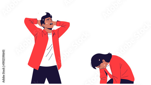 Burnout and Stress Concept: Exhausted Employees Suffering from Pressure, Anxiety, and Emotional Distress