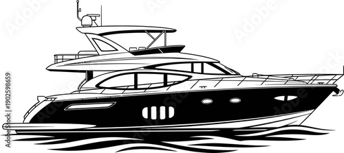 Luxury yacht silhouette illustration for maritime recreation and marine leisure