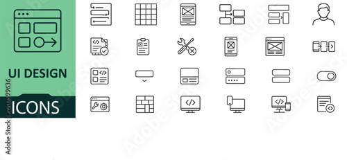 Collection of ui design icons for digital interfaces and applications