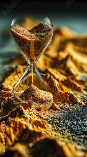 Abstract Hourglass With Flowing Sand For Time Sensitive Business Concept