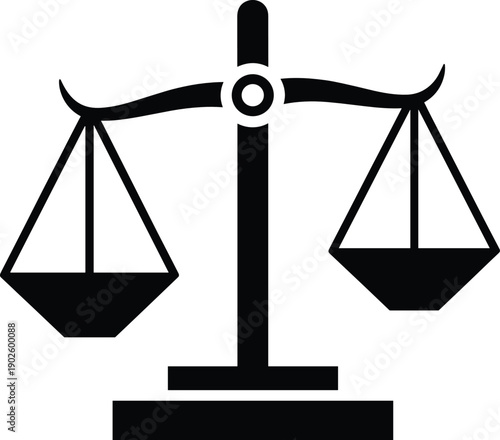 Justice balance scale icon in solid style representing law equality court and legal system concept