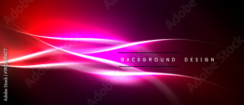 Abstract vibrant background. Smooth lines create dynamic light effect. Dark shades transition into bright magenta, pink hues. Modern design element.