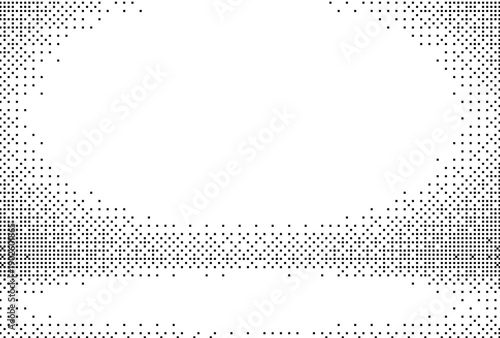 Bold pixelated dither effect with contrasting abstract graphic design, retro tech background element