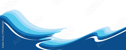 Seamless ocean waves overlay vector background. Blue ocean waves. Water wave pattern design.