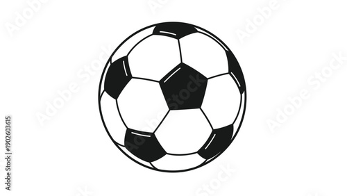 Classic black and white soccer ball illustration represents the universal sport of football and athletic competition for fans.