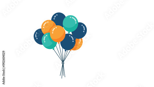 Vibrant bunch of colorful balloons tied together represents joy and celebration for birthday parties and special events.