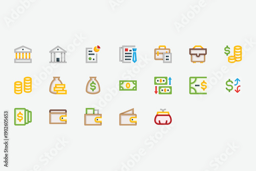 Finance and Banking Color Icon Set