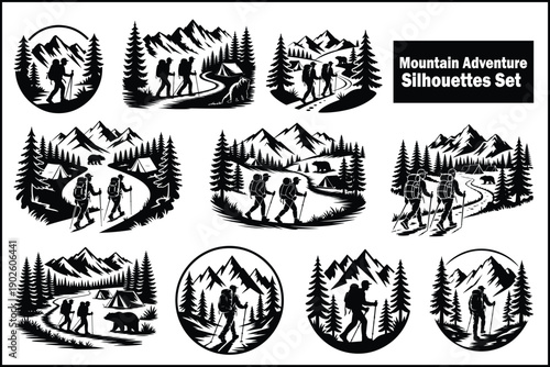 Mountain Adventure Silhouette Set