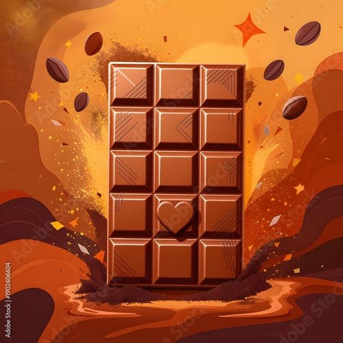 Chocolate Bar Pieces on White Background with Sweet Cocoa Dessert