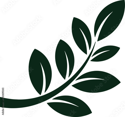 Dark green leaf branch icon