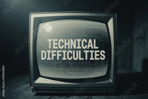 Vintage analog television screen displaying technical difficulties vintage television