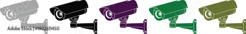 Colorful security cameras in various styles and colors for surveillance systems  modern designs