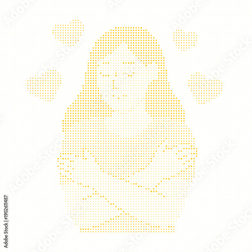 Matryoshka doll illustration made of yellow stars, Russian nesting doll star art