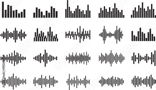 Audio Waveform Sound Visualization Vector Set