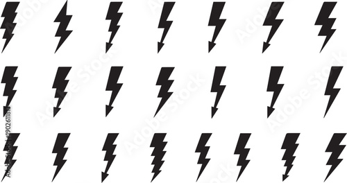 Lightning Bolt Icon Pattern Vector Set