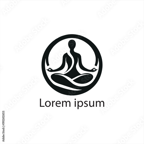 Minimal Black Yoga Logo Set on White Background – Modern Wellness Vector Icons