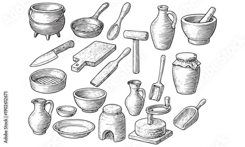 Vintage Kitchen Tools Engraving Set