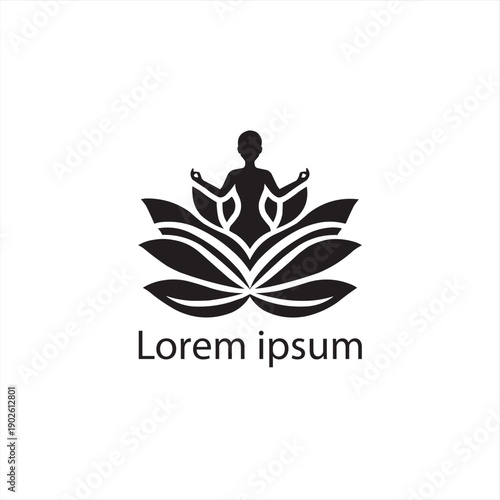 Minimal Black Yoga Logo Set on White Background – Modern Wellness Vector Icons