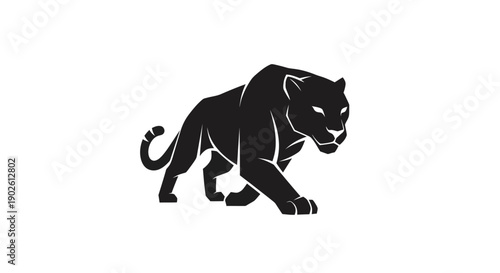 Black panther silhouette on white background