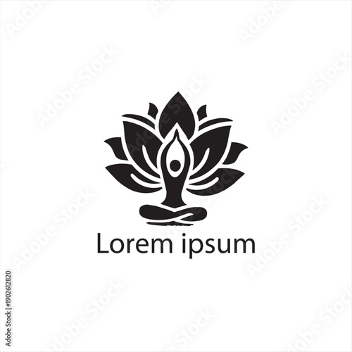 Minimal Black Yoga Logo Set on White Background – Modern Wellness Vector Icons