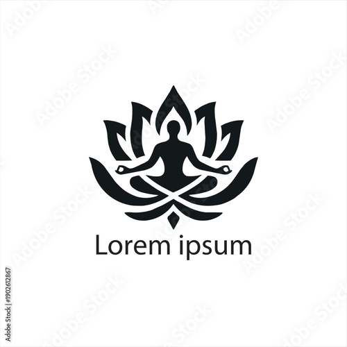 Minimal Black Yoga Logo Set on White Background – Modern Wellness Vector Icons