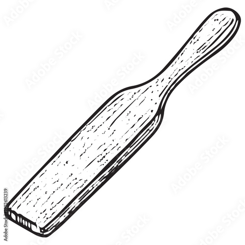 Vintage Rolling Pin Doodle Engraving Retro Baking Tool Hand Drawn Kitchen Utensil Line Art Illustration