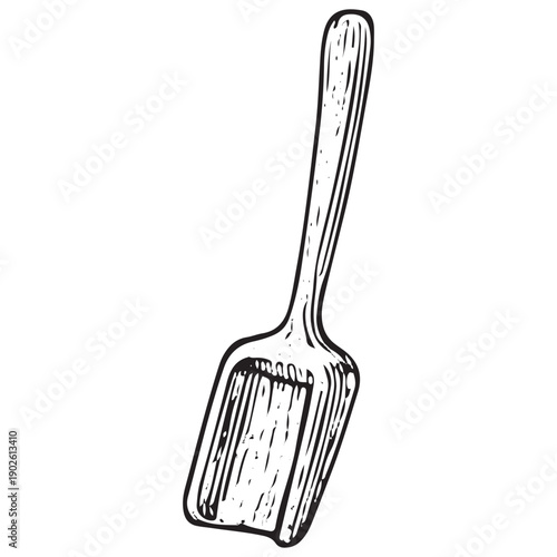Vintage Kitchen Spatula Doodle Engraving Retro Cooking Turner Hand Drawn Utensil Line Art Illustration