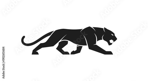 Black panther silhouette on white background