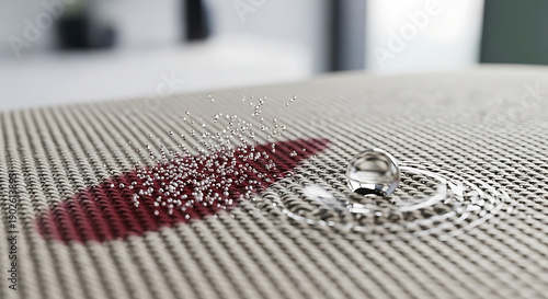 Droplet Action on Textured Surface, Home Environment, High-Quality Photography, Modern Aesthetic