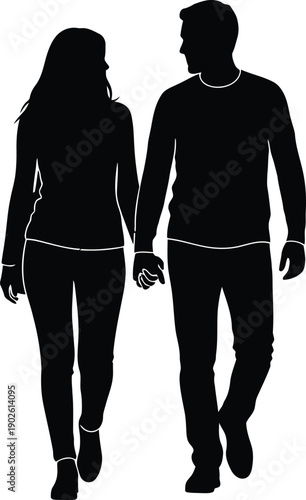 Couple walking hand in hand in love and harmony