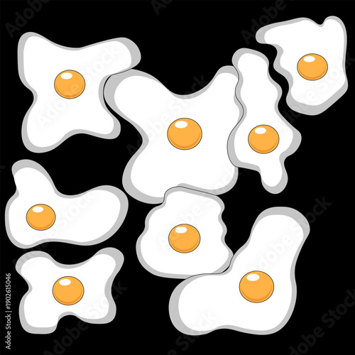 Playful illustration of a fried egg, designed in a fun and stylized way. Suitable for decorative projects, branding, or educational materials.