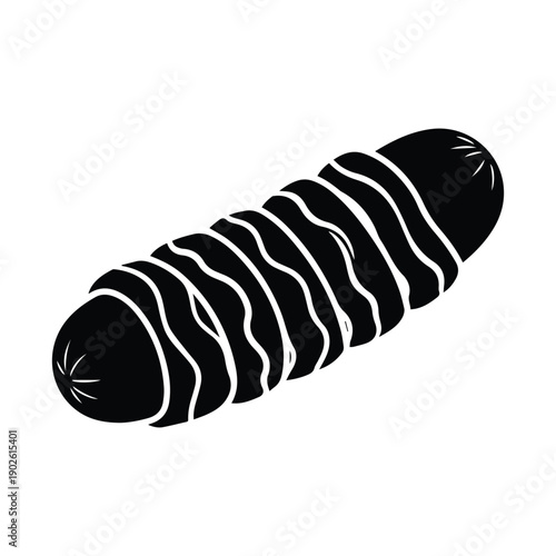 Black and white illustration of a mummified body