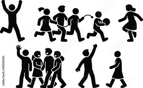 Happy children playing together in park with joyful expressions