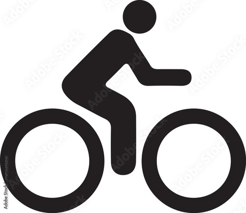 black cyclist bicycle icon pictogram silhouette for wayfinding and transportation signage isolated background.