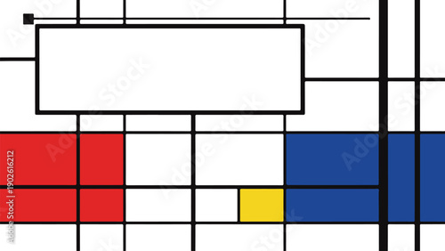 Modern abstract geometric shapes in shades of gray, orange, and blue with a grid background