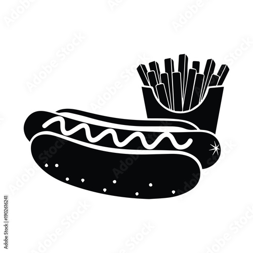 Delicious hot dog with fries in a classic combo