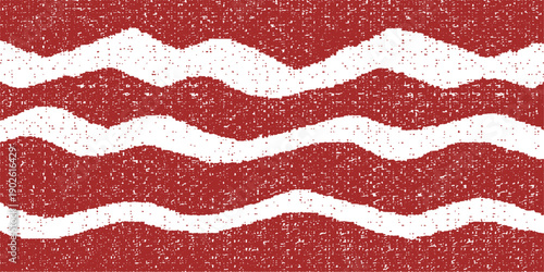 A vibrant red knitted wool fabric texture featuring a bold black and white zebra stripe animal skin pattern for a wild safari textile design